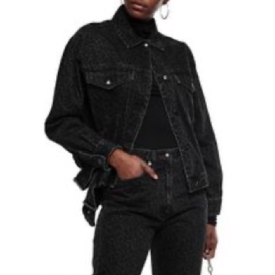 Alexander Mcqueen Mcq Leopard Print Gray And Black Denim Jacket